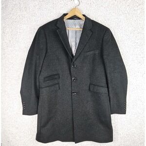 Canali Wool Cashmere 180S Luciano Natazzi Coat Mens 42 XL Made In Italy Charcoal